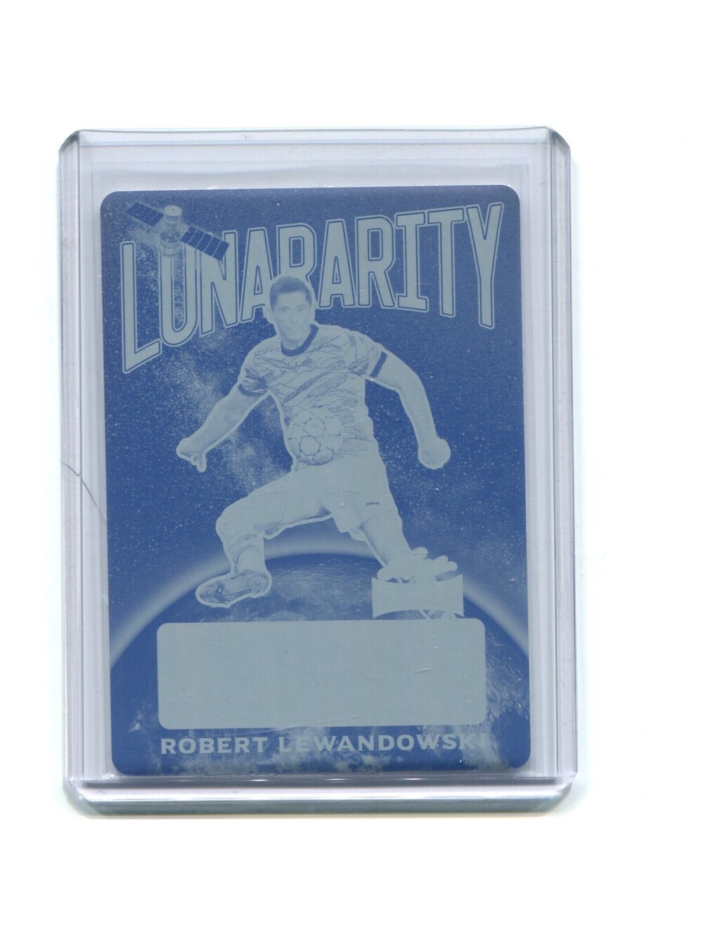 2022 Leaf Metal Soccer Robert Lewandowski Lunararity Cyan 1/1 Printing Plate